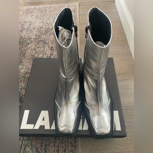 Laagam Vegan Leather Silver boots size 38